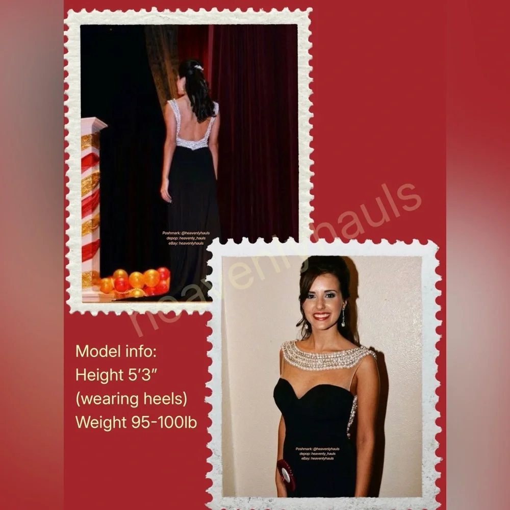 Audrey Hepburn Breakfast at Tiffany’s Illusion Neckline Black Prom Formal Gown - Picture 10 of 11